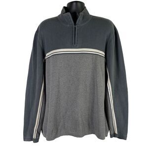 Eddie Bauer Men Pullover XL Tall Gray Thick Knit Heavyweight Faux Collar 1/4 Zip